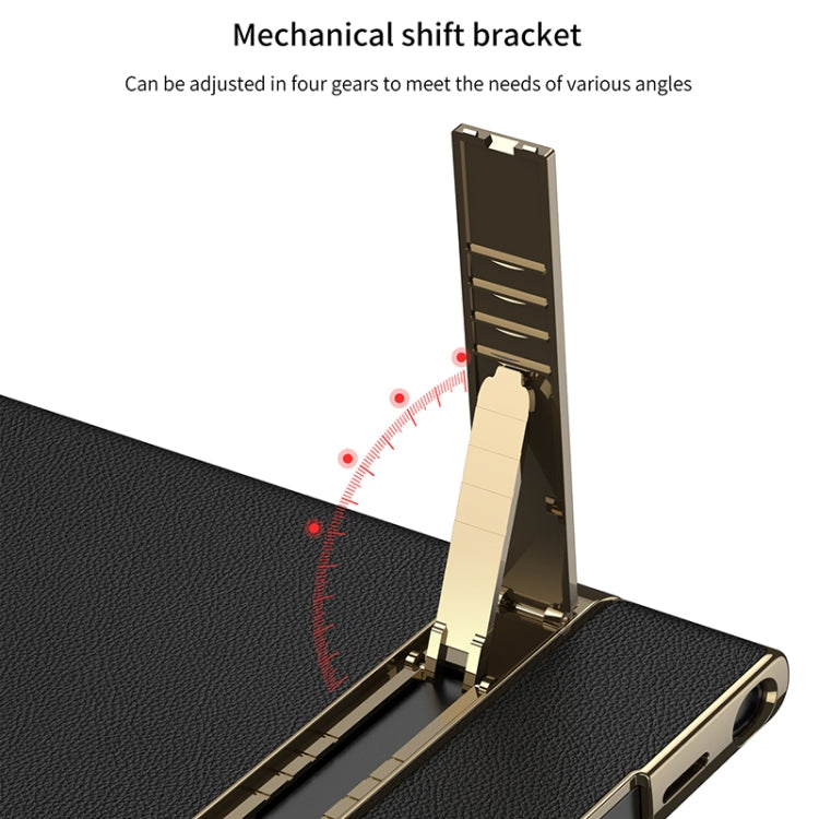 GKK Triumph Ultra-Thin Plain Leather Phone Case with Holder, For Samsung Galaxy S24 Ultra 5G