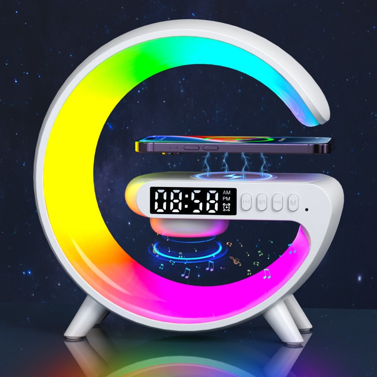 G69 G Shape Smart Bluetooth Speaker Support Wireless Charger & Alarm Clock & Wake-up Light, Without APP(Black)