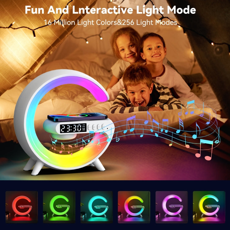 G69 G Shape Smart Bluetooth Speaker Support Wireless Charger & Alarm Clock & Wake-up Light, Without APP(Black)