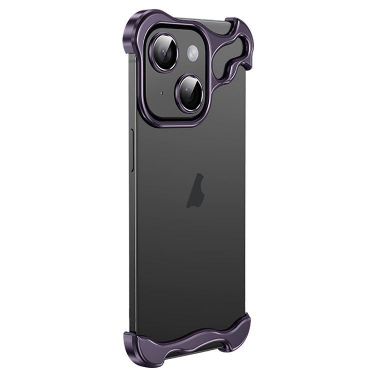 Frameless Metal Corner Pad Phone Case with Lens Film, For iPhone 14 Plus, For iPhone 14, For iPhone 14 Pro, For iPhone 14 Pro Max