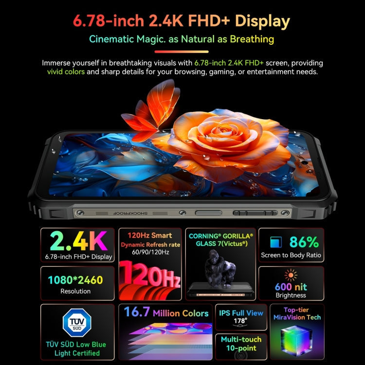 Blackview BL9000, 12GB+512GB, IP68/IP69K/MIL-STD-810H, 6.78 inch + 1.32 inch Android 13 MediaTek Dimensity 8020 Octa Core, Network: 5G, NFC, OTG( Interstellar Black)