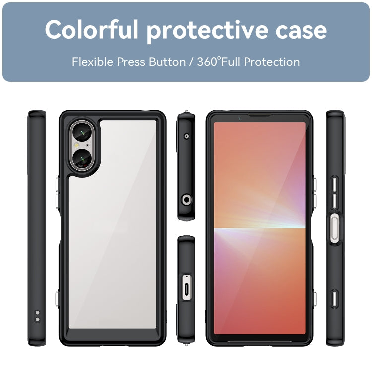 For Sony Xperia 5 V Colorful Series Acrylic Hybrid TPU Phone Case(Black)