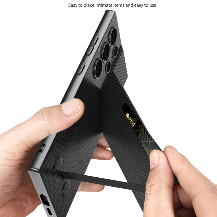 For Samsung Galaxy S23 Ultra 5G GKK Rotor Bracket Recessed Card Bag Full Coverage Phone Case(Black)