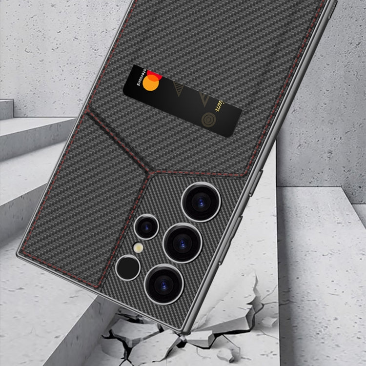 For Samsung Galaxy S23 Ultra 5G GKK Rotor Bracket Recessed Card Bag Full Coverage Phone Case(Black)