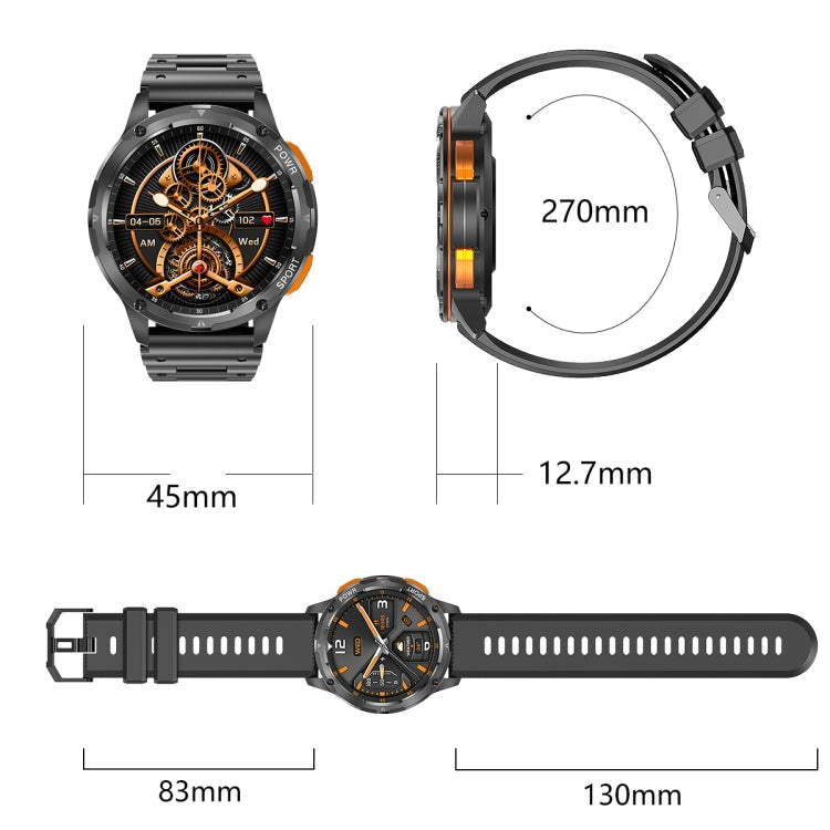 AK59 1.43 inch AMLOED Round Screen Steel Strap Smart Watch