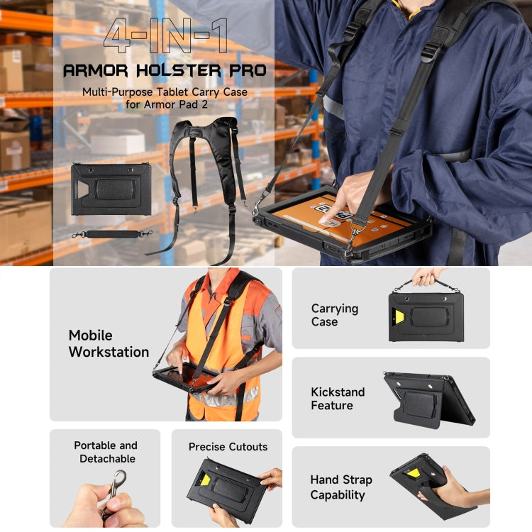 For Ulefone Armor Pad 2 Ulefone 4 in 1 Multi-purpose Tablet Carry Case(Black)