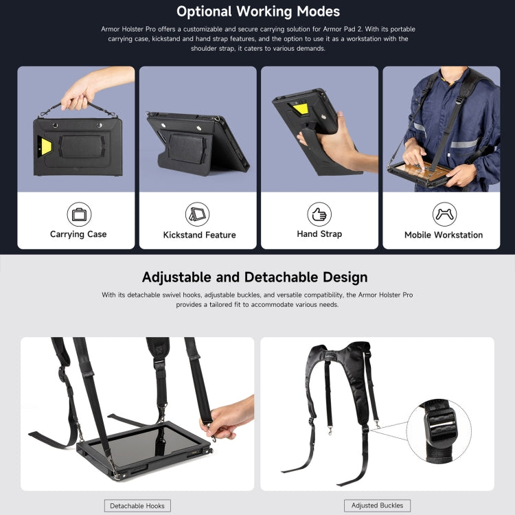 For Ulefone Armor Pad 2 Ulefone 4 in 1 Multi-purpose Tablet Carry Case(Black)