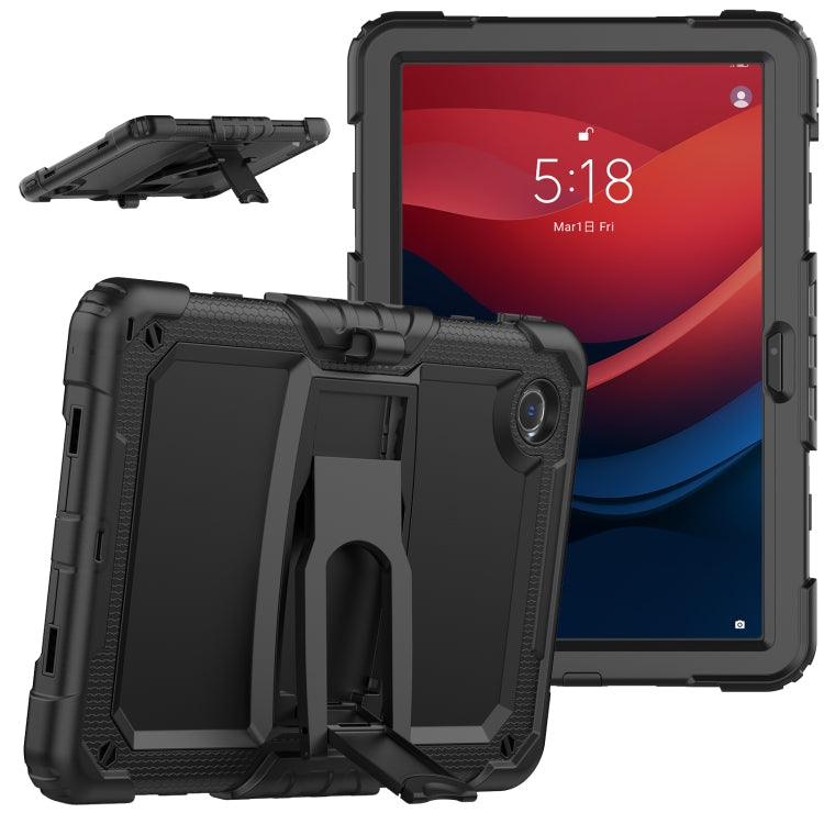 For Lenovo Tab M11 /Xiaoxin Pad 2024 Silicone Hydric PC Tablet Case with Shoulder Strap & Holder(Black)