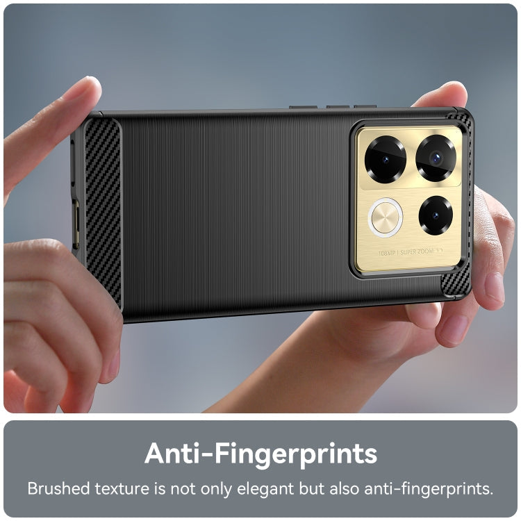 For Infinix Note 40 Pro 4G Brushed Texture Carbon Fiber TPU Phone Case(Black)