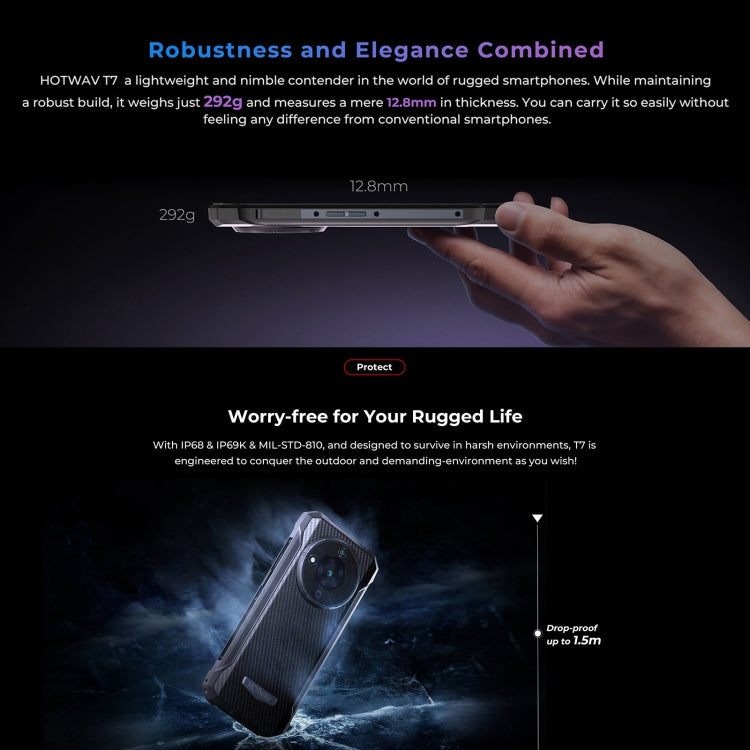 HOTWAV T7 Rugged Phone, 4GB+128GB, 6280mAh, 6.52 inch Android 13 MT8788 Octa Core, Network: 4G, OTG(Red)