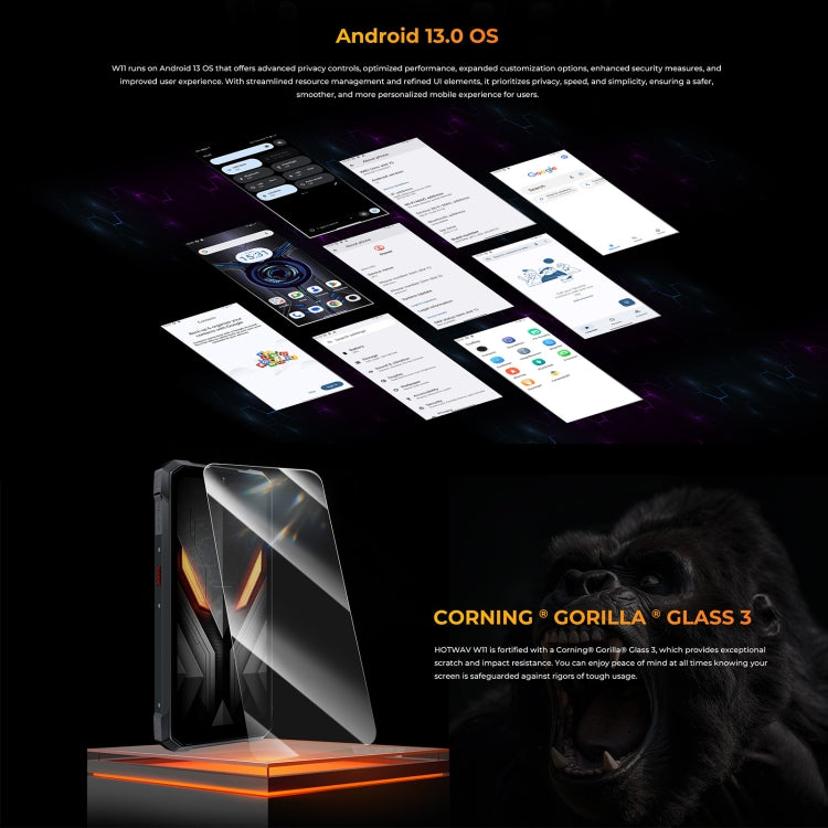 HOTWAV W11 Rugged Phone, 6GB+256GB, , 20800mAh, 6.6 inch Android 13 MT8788 Octa Core, Network: 4G, OTG, Recording Call (Bronzed Gold)