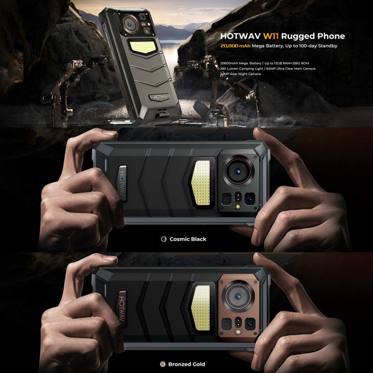 HOTWAV W11 Rugged Phone, 6GB+256GB, , 20800mAh, 6.6 inch Android 13 MT8788 Octa Core, Network: 4G, OTG, Recording Call (Cosmic Black)
