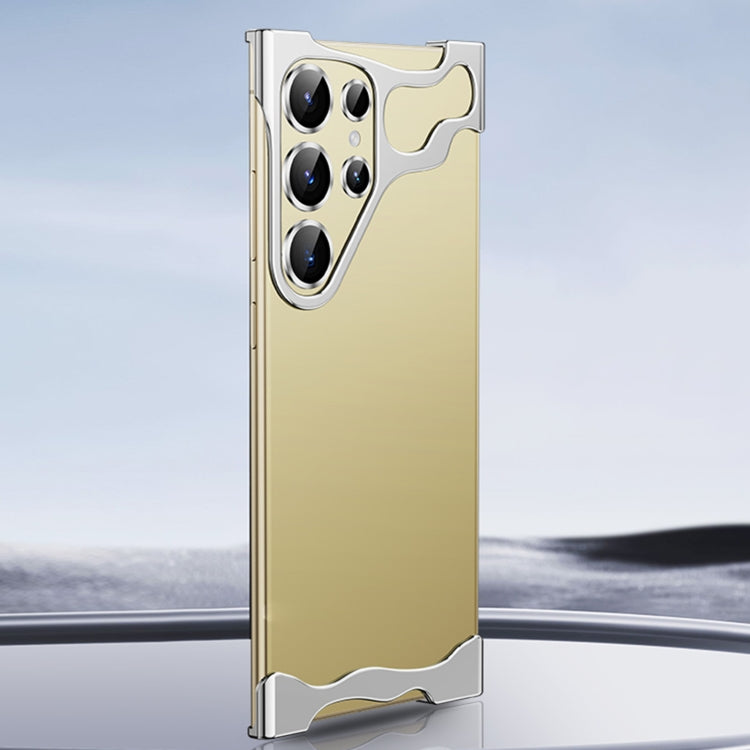Frameless Metal Corner Pad Phone Case with Lens Film, For Samsung Galaxy S25 Ultra 5G, For Samsung Galaxy S24 Ultra 5G, For Samsung Galaxy S23 Ultra 5G
