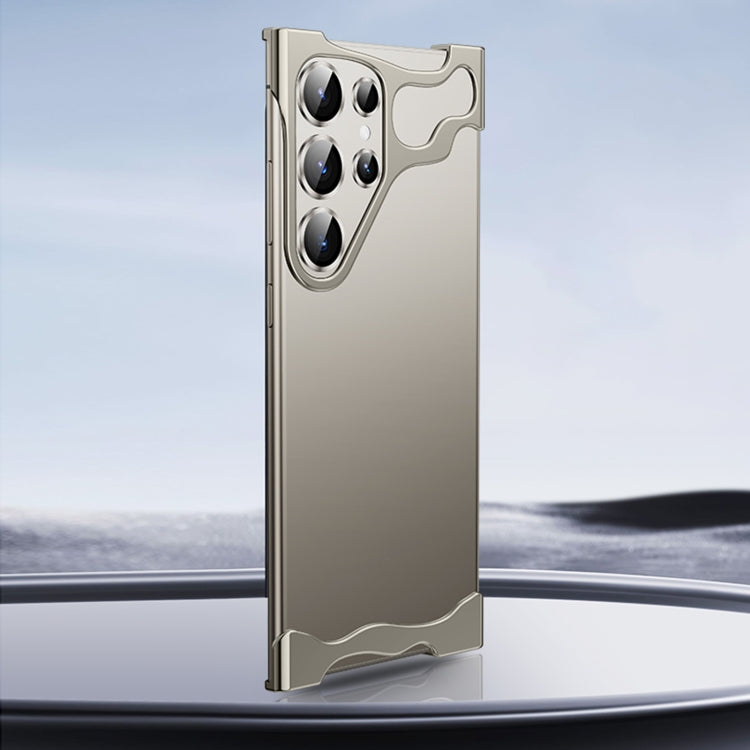 Frameless Metal Corner Pad Phone Case with Lens Film, For Samsung Galaxy S25 Ultra 5G, For Samsung Galaxy S24 Ultra 5G, For Samsung Galaxy S23 Ultra 5G