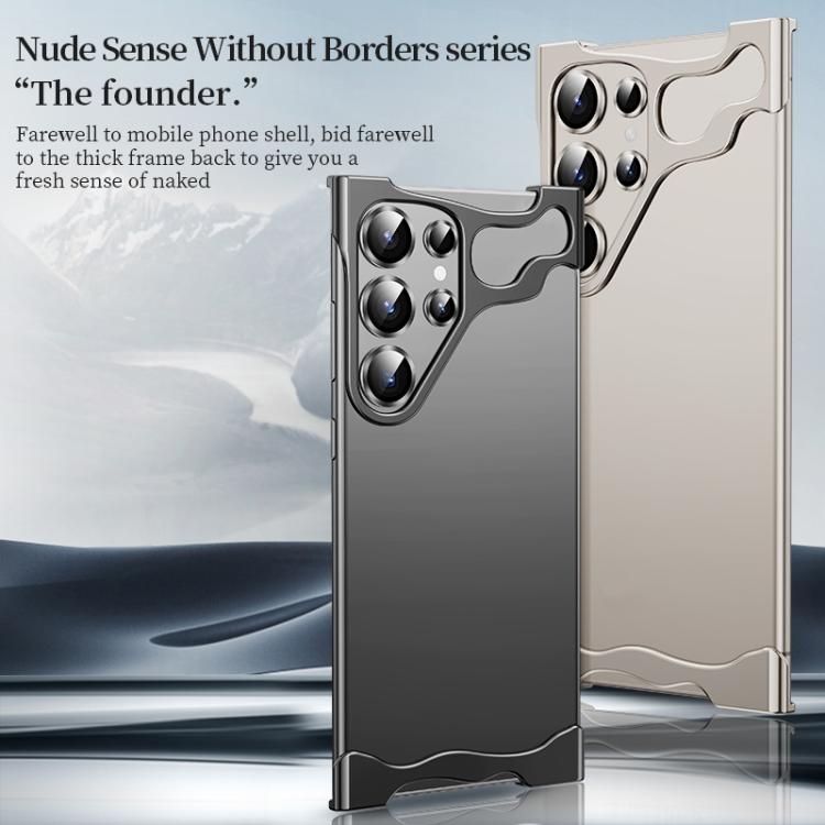 Frameless Metal Corner Pad Phone Case with Lens Film, For Samsung Galaxy S25 Ultra 5G, For Samsung Galaxy S24 Ultra 5G, For Samsung Galaxy S23 Ultra 5G