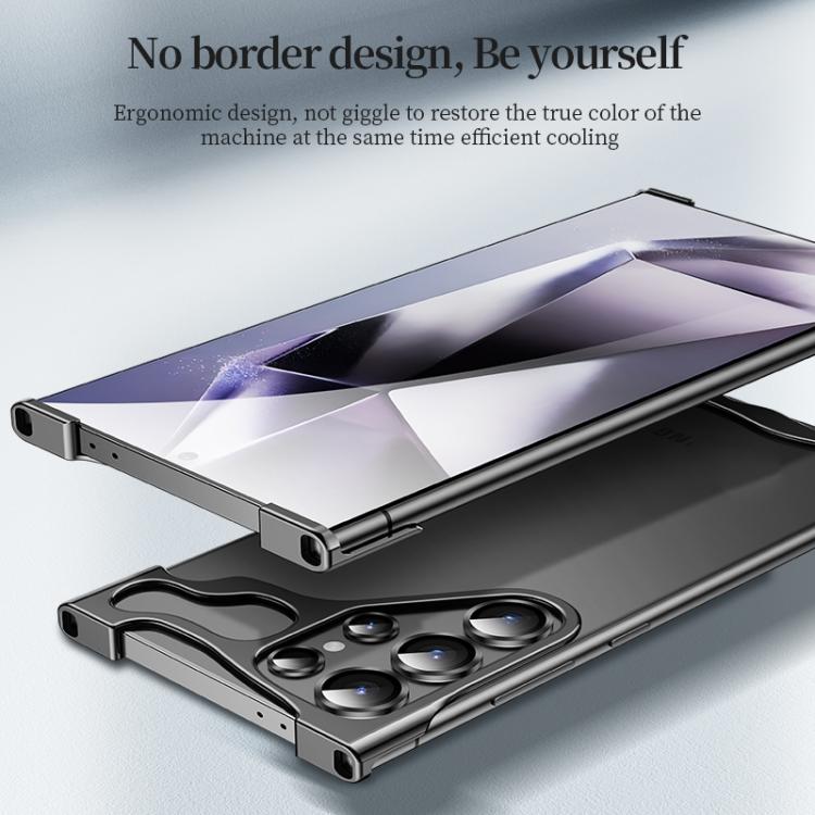 Frameless Metal Corner Pad Phone Case with Lens Film, For Samsung Galaxy S25 Ultra 5G, For Samsung Galaxy S24 Ultra 5G, For Samsung Galaxy S23 Ultra 5G