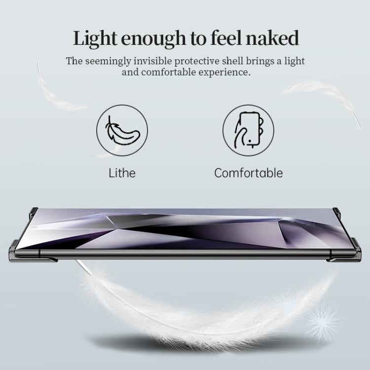Frameless Metal Corner Pad Phone Case with Lens Film, For Samsung Galaxy S25 Ultra 5G, For Samsung Galaxy S24 Ultra 5G, For Samsung Galaxy S23 Ultra 5G
