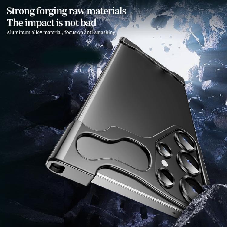 Frameless Metal Corner Pad Phone Case with Lens Film, For Samsung Galaxy S25 Ultra 5G, For Samsung Galaxy S24 Ultra 5G, For Samsung Galaxy S23 Ultra 5G
