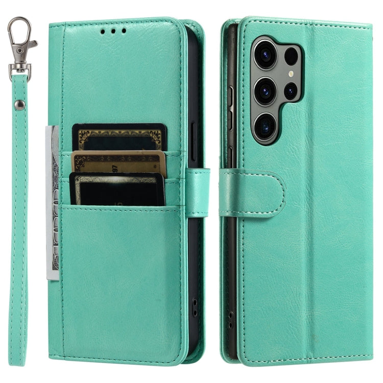 For Samsung Galaxy S24 Ultra 5G Simple 6-Card Wallet Leather Phone Case(Green)