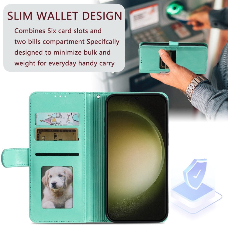 For Samsung Galaxy S24 Ultra 5G Simple 6-Card Wallet Leather Phone Case(Green)