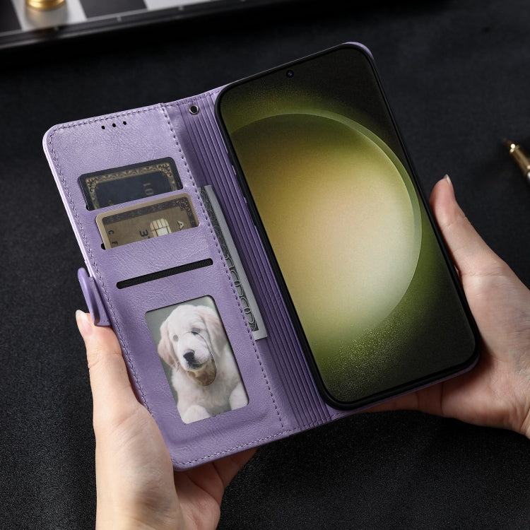 For Samsung Galaxy S23 5G Simple 6-Card Wallet Leather Phone Case(Purple)