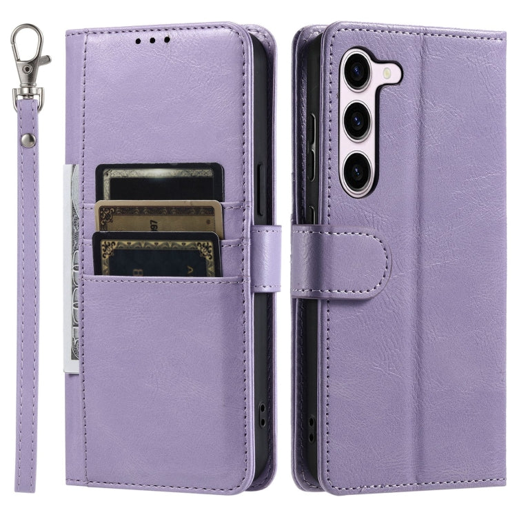 For Samsung Galaxy S23 5G Simple 6-Card Wallet Leather Phone Case(Purple)