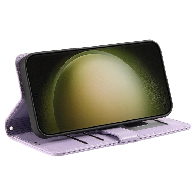 For Samsung Galaxy S23 5G Simple 6-Card Wallet Leather Phone Case(Purple)