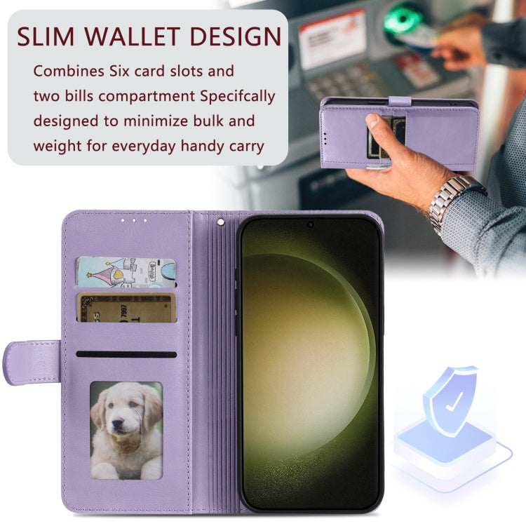 For Samsung Galaxy S23 5G Simple 6-Card Wallet Leather Phone Case(Purple)
