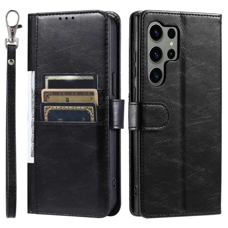 For Samsung Galaxy S23 Ultra 5G Simple 6-Card Wallet Leather Phone Case(Black)