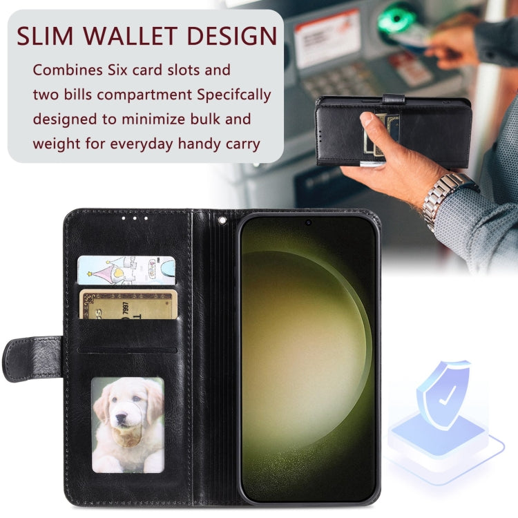For Samsung Galaxy S23 Ultra 5G Simple 6-Card Wallet Leather Phone Case(Black)