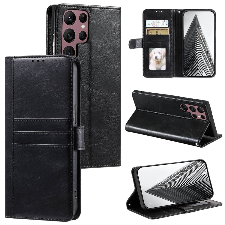 For Samsung Galaxy S22 Ultra 5G Simple 6-Card Wallet Leather Phone Case(Black)