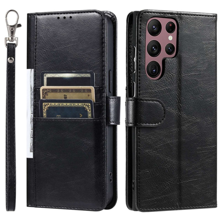 For Samsung Galaxy S22 Ultra 5G Simple 6-Card Wallet Leather Phone Case(Black)
