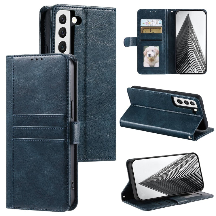 For Samsung Galaxy S22+ 5G Simple 6-Card Wallet Leather Phone Case(Navy Blue)