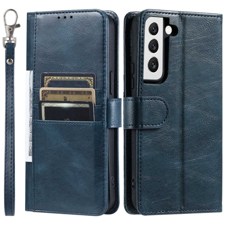 For Samsung Galaxy S22+ 5G Simple 6-Card Wallet Leather Phone Case(Navy Blue)