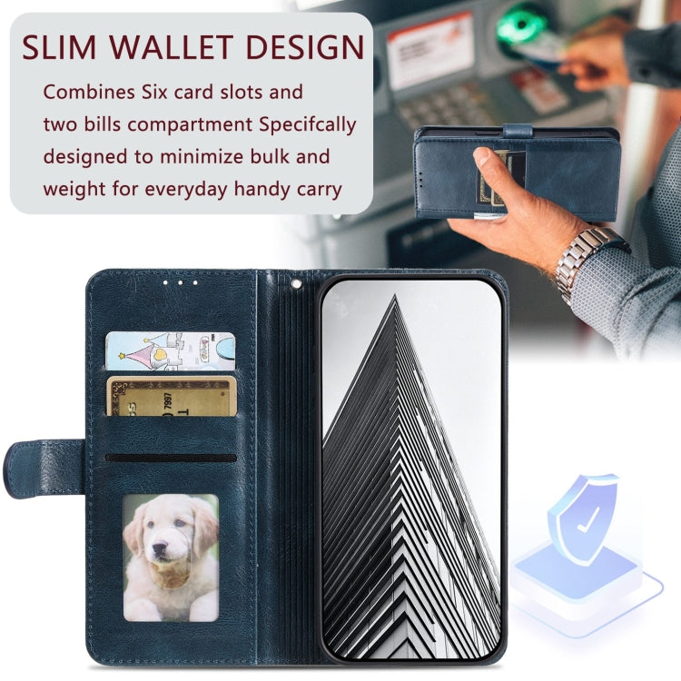 For Samsung Galaxy S22 5G Simple 6-Card Wallet Leather Phone Case(Navy Blue)