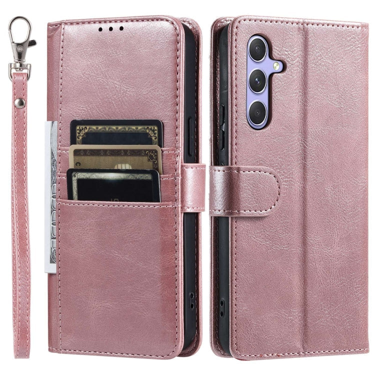 For Samsung Galaxy A55 5G Simple 6-Card Wallet Leather Phone Case(Rose Gold)