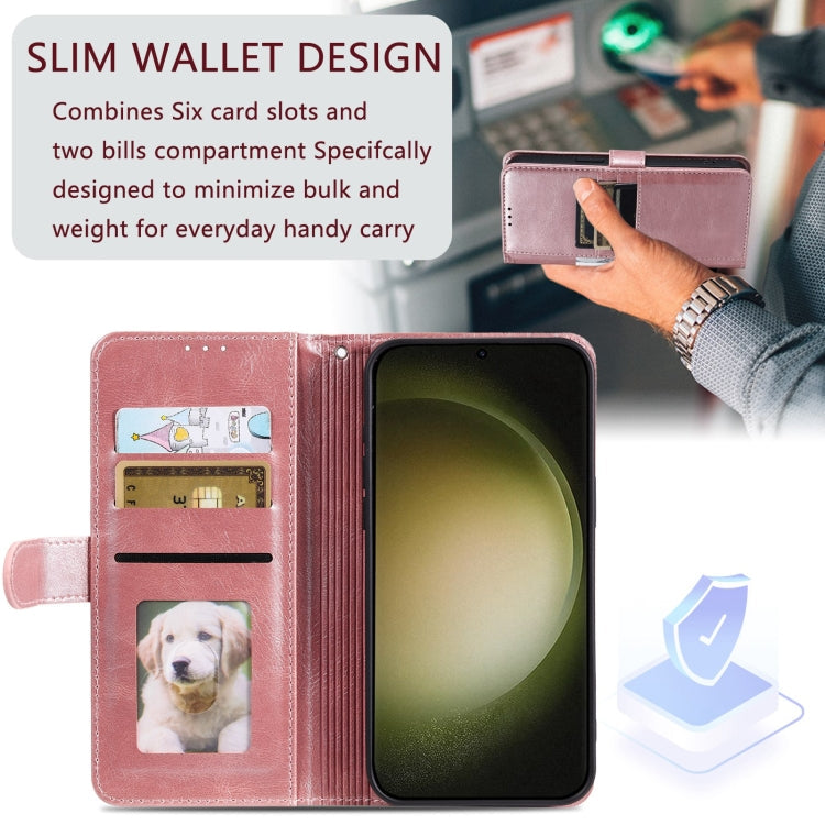 For Samsung Galaxy A55 5G Simple 6-Card Wallet Leather Phone Case(Rose Gold)