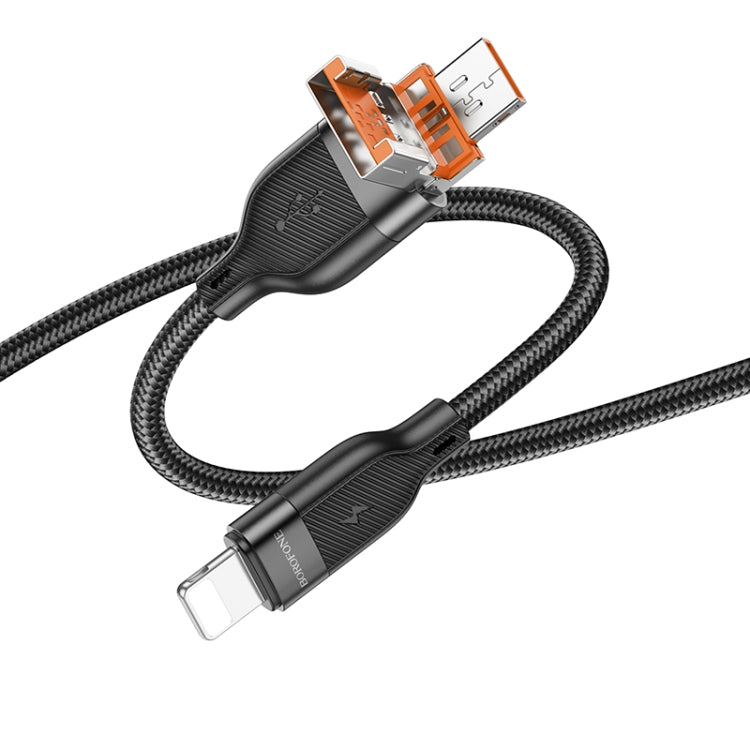 BOROFONE BU45 1.2m USB & Type-C to 8 Pin Happy 2-in-1 Charging Data Cable(Black)