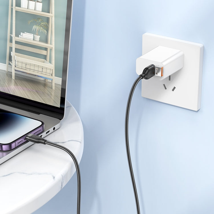 BOROFONE BU45 1.2m USB & Type-C to 8 Pin Happy 2-in-1 Charging Data Cable(Black)