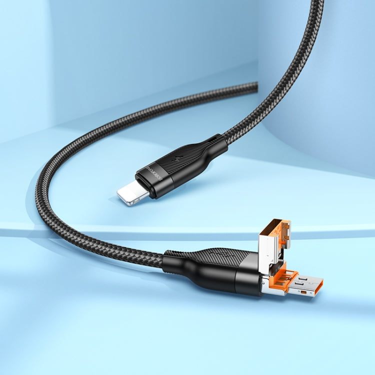 BOROFONE BU45 1.2m USB & Type-C to 8 Pin Happy 2-in-1 Charging Data Cable(Black)