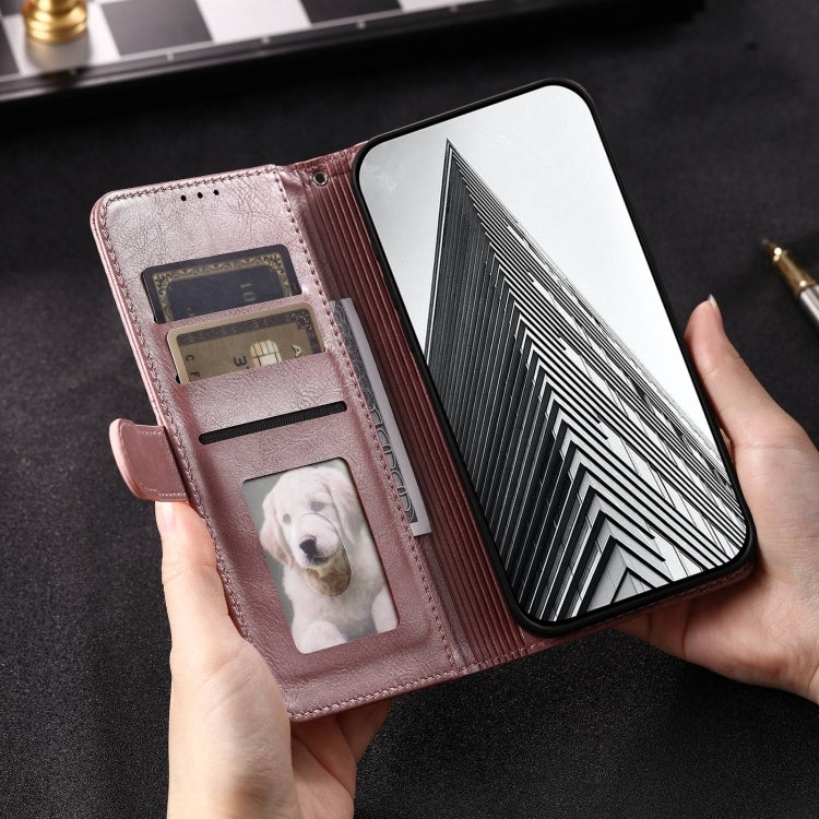 For Motorola Moto G34 Simple 6-Card Wallet Leather Phone Case(Rose Gold)