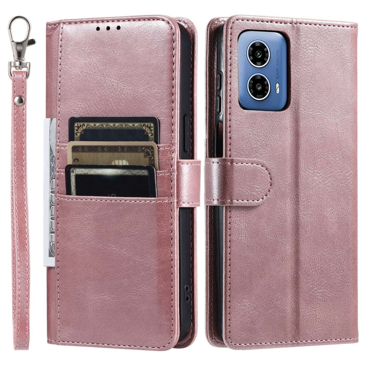 For Motorola Moto G34 Simple 6-Card Wallet Leather Phone Case(Rose Gold)
