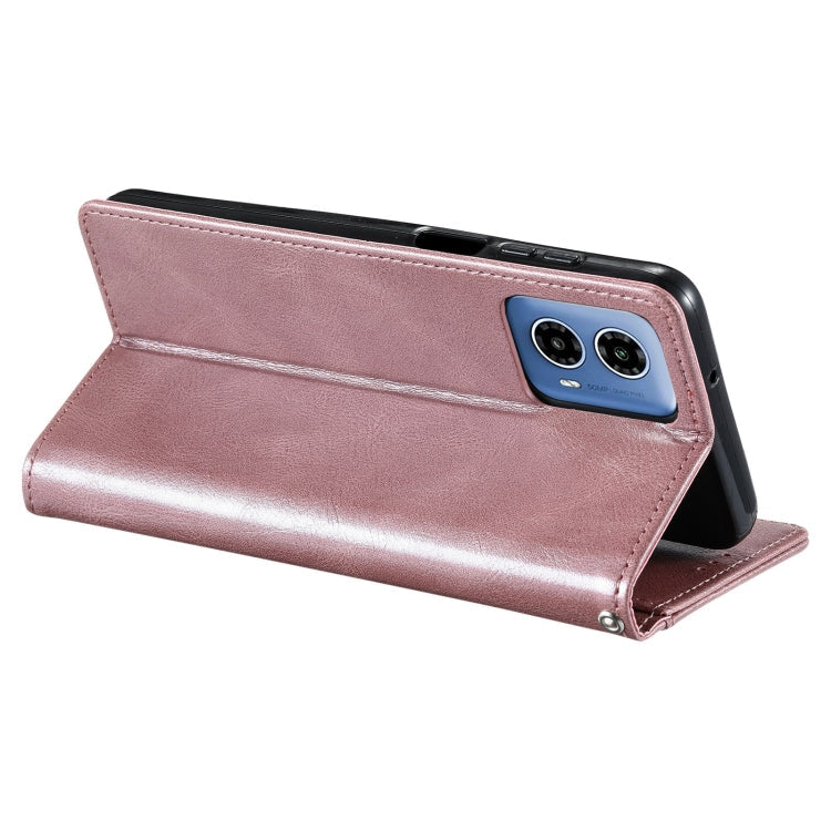 For Motorola Moto G34 Simple 6-Card Wallet Leather Phone Case(Rose Gold)