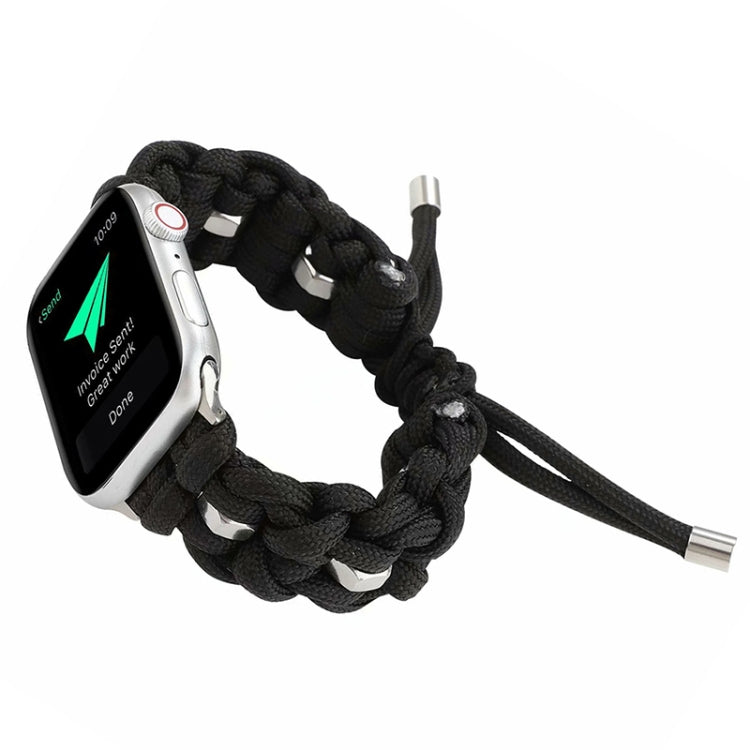 For Apple Watch SE 2023 44mm Screw Nut Braided Paracord Watch Band(Black)