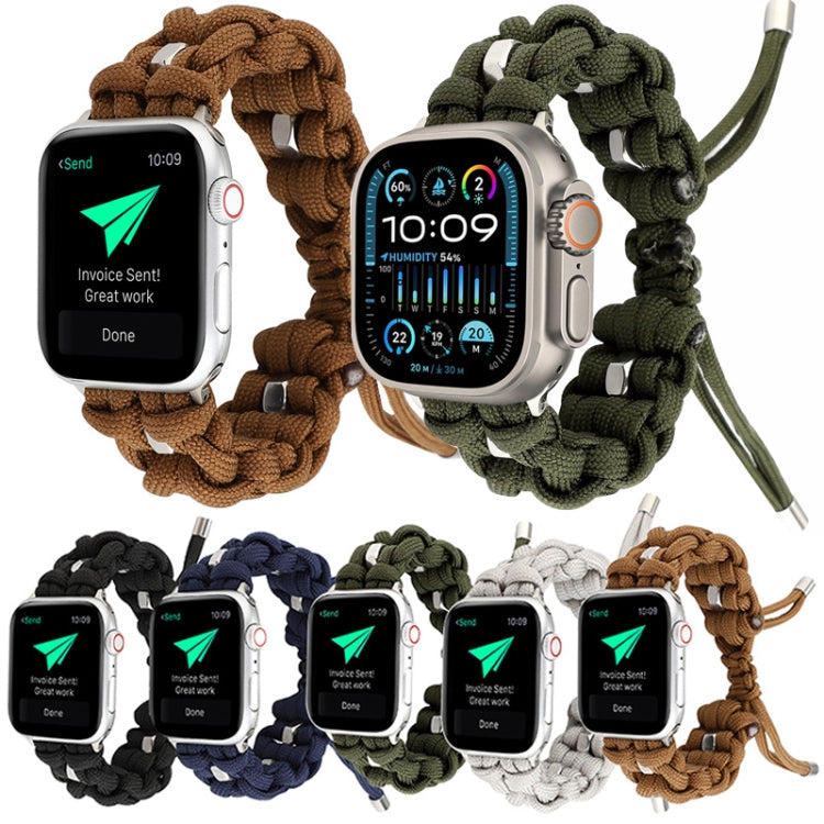 For Apple Watch SE 2023 44mm Screw Nut Braided Paracord Watch Band(Black)