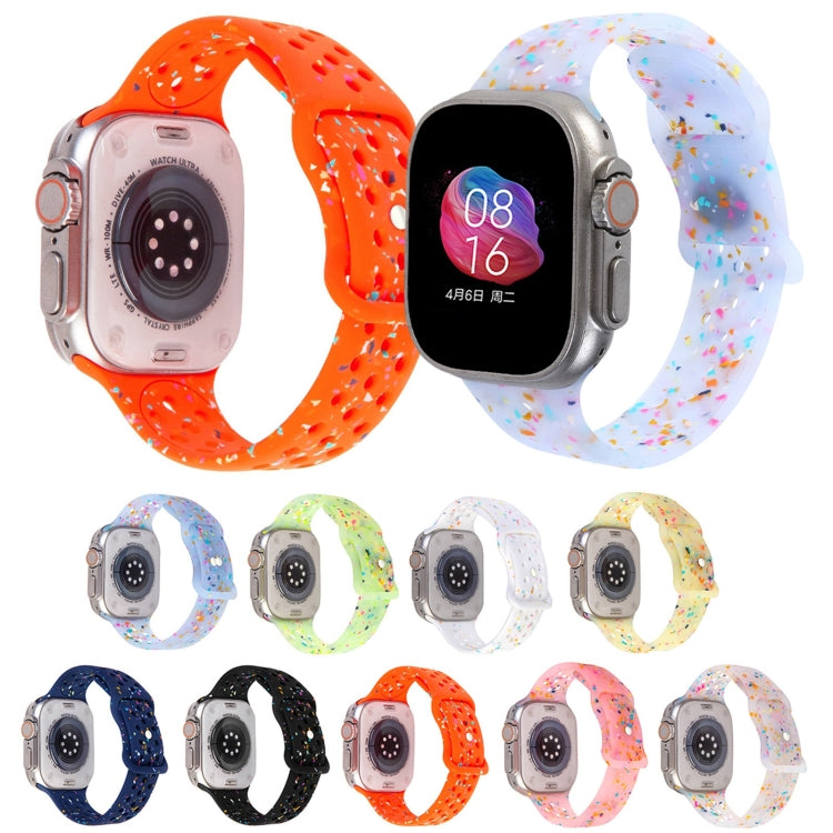 For Apple Watch SE 2023 44mm Jelly Color Dots Liquid Silicone Watch Band(Orange)
