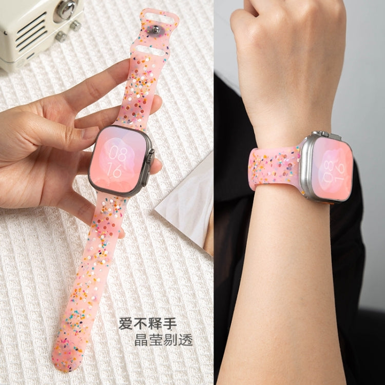 For Apple Watch SE 2023 44mm Jelly Color Dots Liquid Silicone Watch Band(Orange)