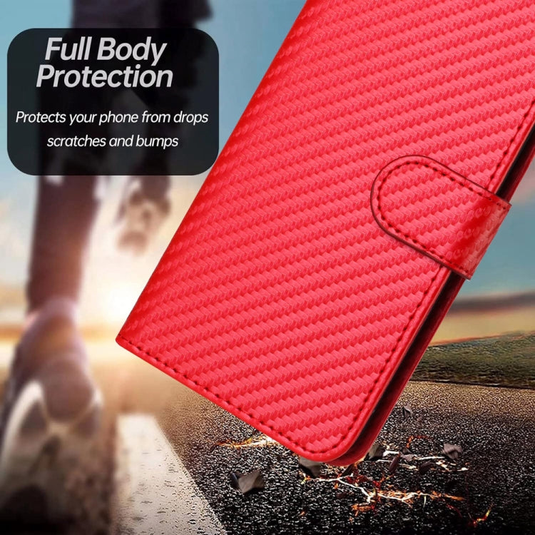YX0070 Carbon Fiber Buckle Leather Phone Case with Lanyard, For iPhone 11 Pro, For iPhone X / XS, For iPhone XR