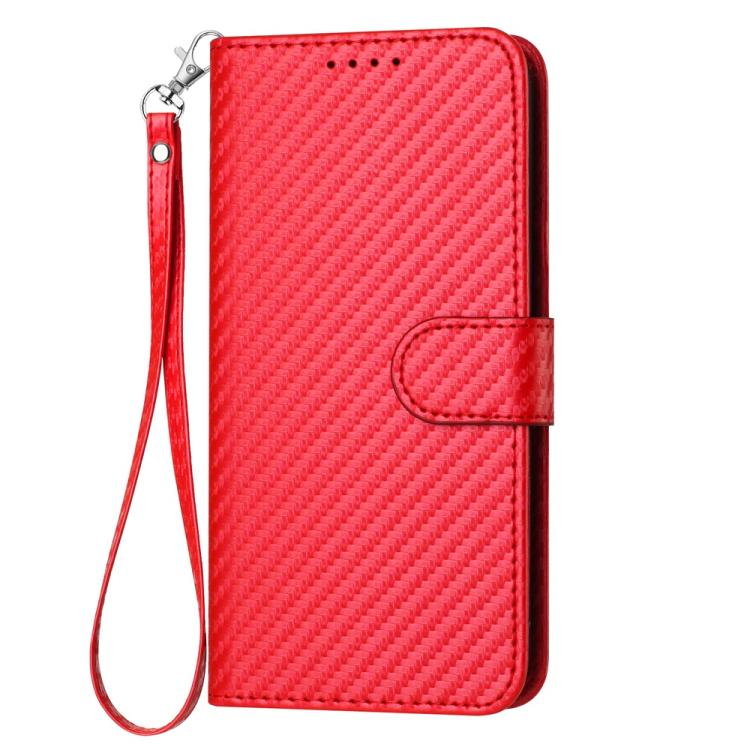 YX0070 Carbon Fiber Buckle Leather Phone Case with Lanyard, For iPhone 17, For iPhone Air, For iPhone 16 Pro Max