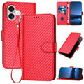YX0070 Carbon Fiber Buckle Leather Phone Case with Lanyard, For iPhone 17, For iPhone Air, For iPhone 16 Pro Max